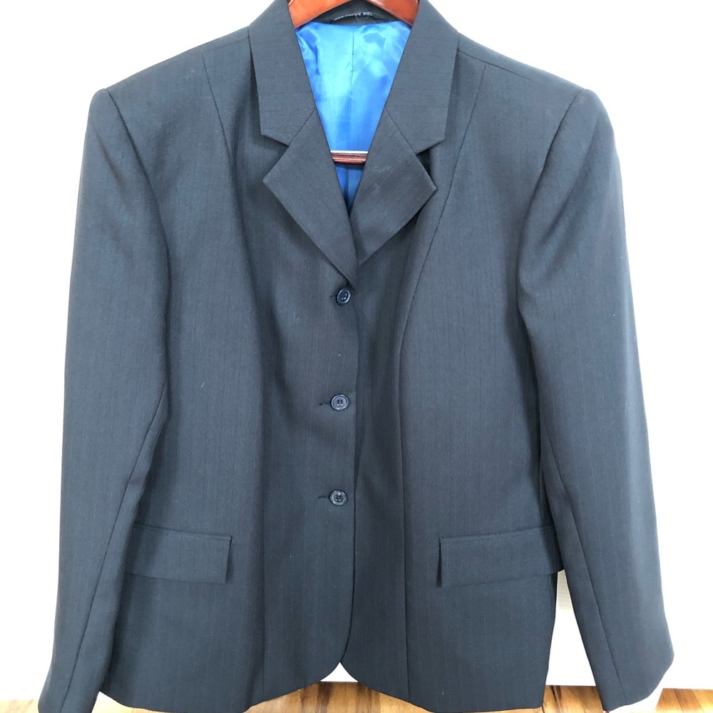 Blue Wool-Blend Blazer with Notched Lapels